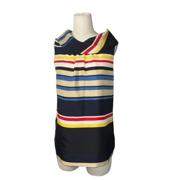 KATE SPADE - live colorfully 100% Silk Stripe Sleveless Cowl Tank Top Size 4 - Picture 3 of 10